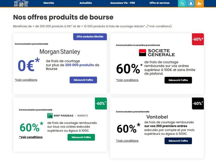 Offres tarifaires spéciales produits de bourse Bourse Direct