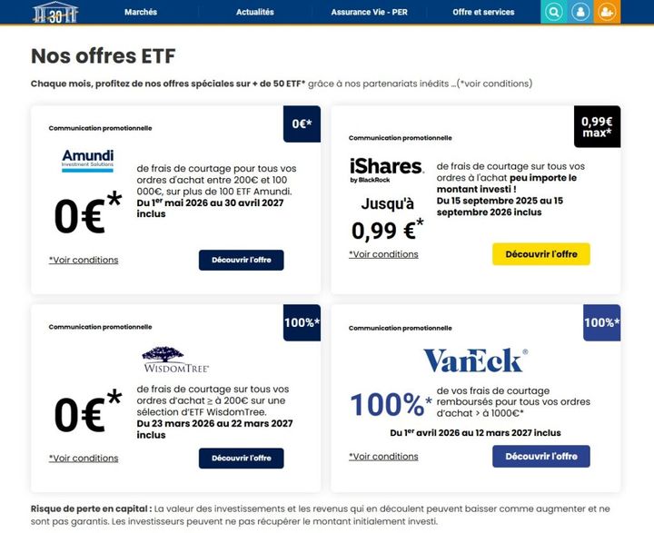 Offre tarifaires spéciales ETF Bourse Direct